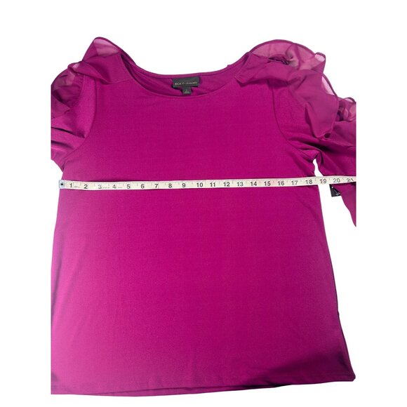 Bold Elements‎ Blouse Women's Large Magenta Top Ruffled Sleeve Cold Shoulder New - Picture 5 of 9